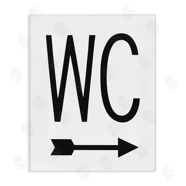 stupell industries Lettered and Lined | WC Arrow Pointing Right Minimal Bathroom Typography Wall Art