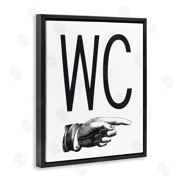 Stupell Industries Lettered And Lined | WC Typography Finger Pointing Right Minimal Bathroom Wall Art