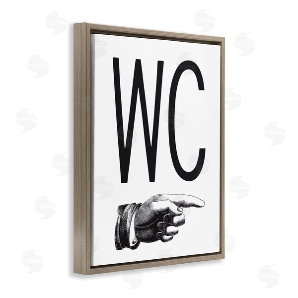 Stupell Industries Lettered And Lined | WC Typography Finger Pointing Right Minimal Bathroom Wall Art