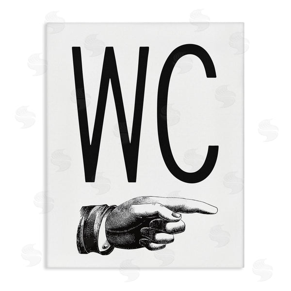 stupell industries Lettered and Lined | WC Typography Finger Pointing Right Minimal Bathroom Wall Art