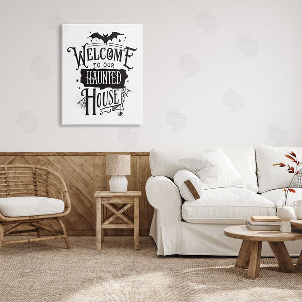 Stupell Industries Lettered And Lined | Welcome Haunted House Wall Art