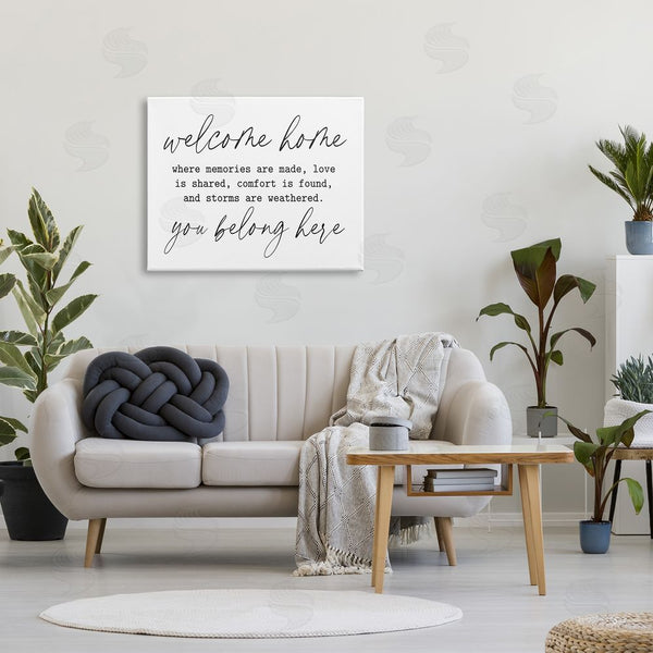 Stupell Industries Lettered And Lined | Welcome Home Belonging Family Quote Casual Script Wall Art