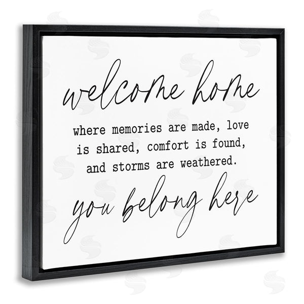 Stupell Industries Lettered And Lined | Welcome Home Belonging Family Quote Casual Script Wall Art