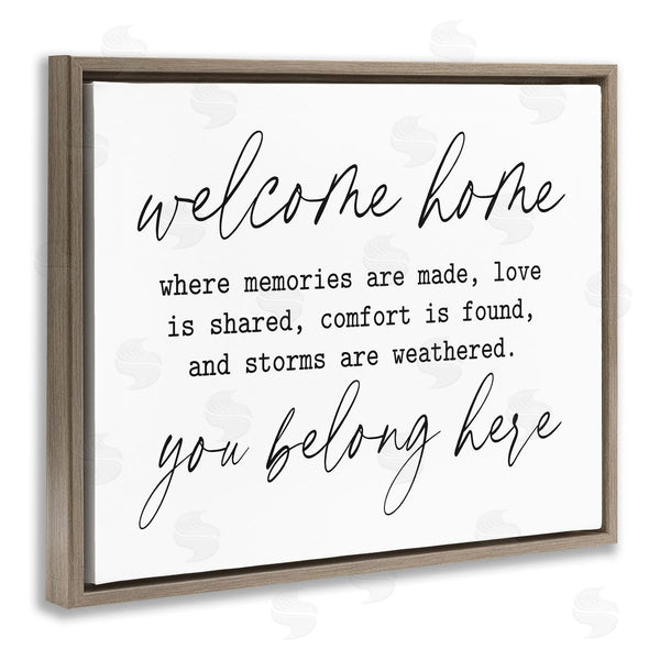 Stupell Industries Lettered And Lined | Welcome Home Belonging Family Quote Casual Script Wall Art