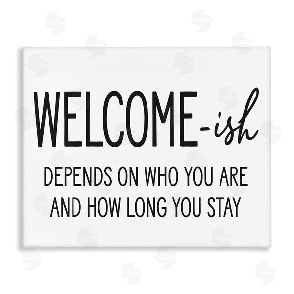 stupell industries Lettered and Lined | Welcome-Ish Funny Entryway Sign Casual Humor Wall Art