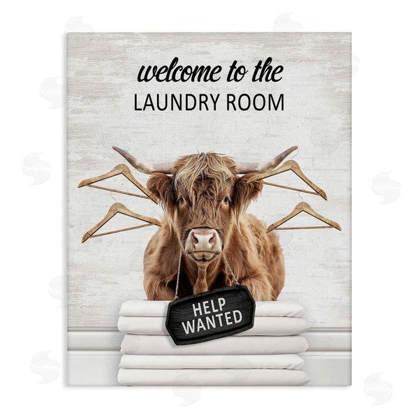 stupell industries Lettered and Lined | Welcome Laundry Room Cattle