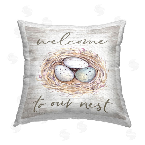 Stupell Industries Lettered And Lined | Welcome To Our Nest Nature Phrase Printed Throw Pillow