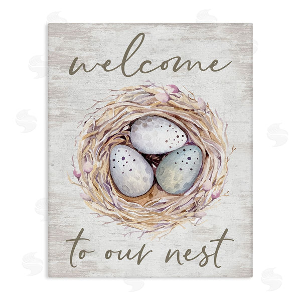 stupell industries Lettered and Lined | Welcome To Our Nest Rustic Bird Egg Sign Wall Art