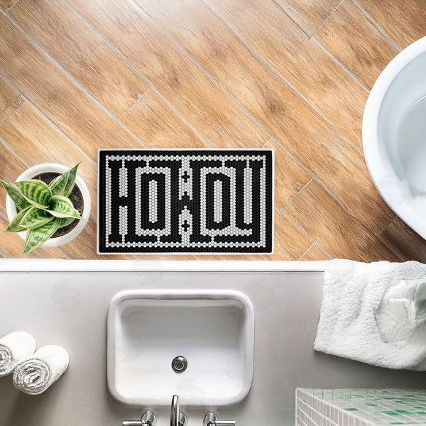 Stupell Industries Lettered And Lined | Western Greeting Howdy Black Plush Bath Mat