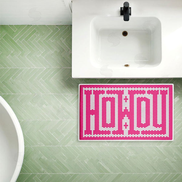Stupell Industries Lettered And Lined | Western Greeting Howdy Pink Plush Bath Mat