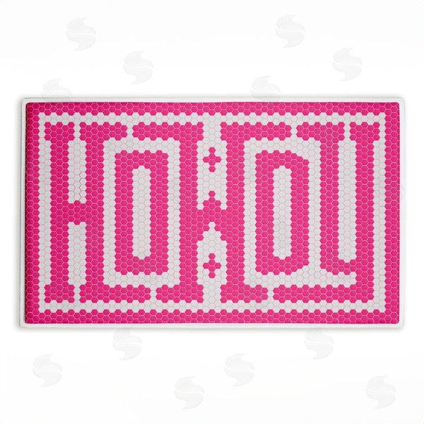 stupell industries Lettered and Lined | Western Greeting Howdy Pink Plush Bath Mat