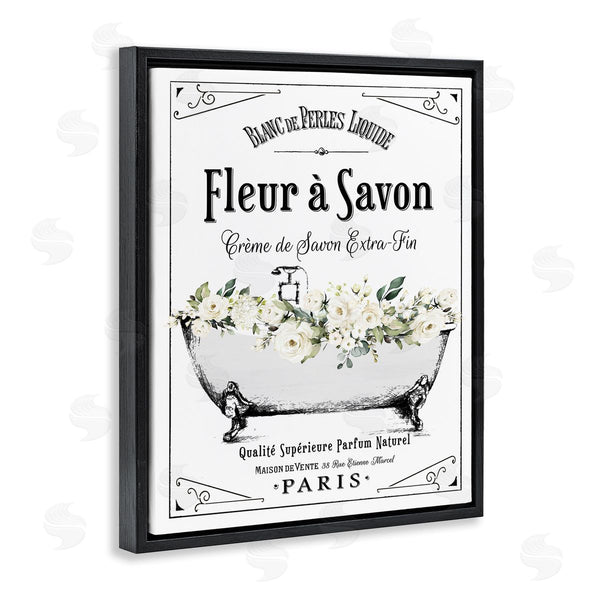 Stupell Industries Lettered And Lined | White Florals French Bathtub