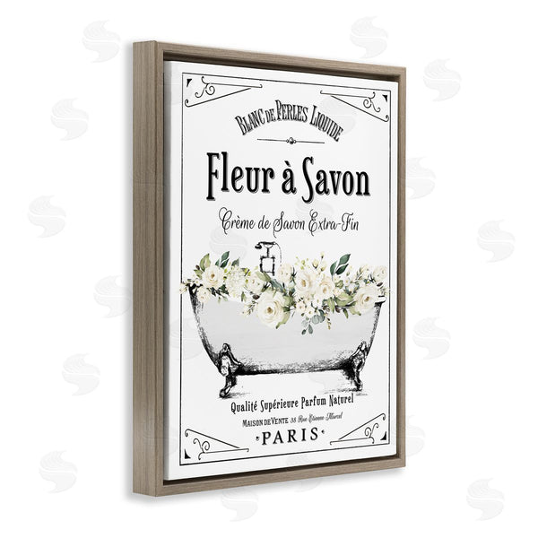 Stupell Industries Lettered And Lined | White Florals French Bathtub