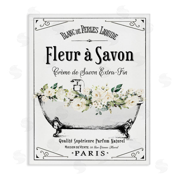 stupell industries Lettered and Lined | White Florals French Bathtub