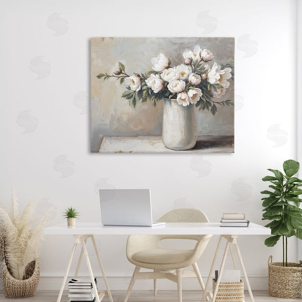 Stupell Industries Lettered And Lined | White Flowers In Vase Still Life Wall Art