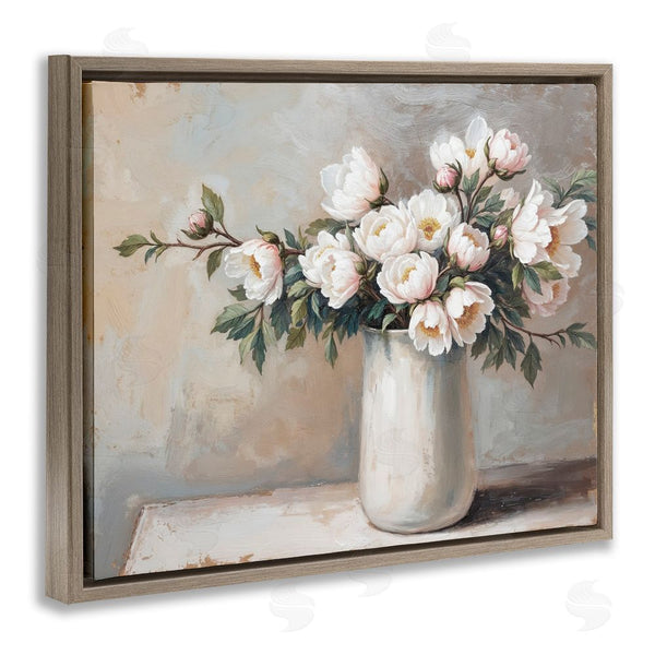 Stupell Industries Lettered And Lined | White Flowers In Vase Still Life Wall Art