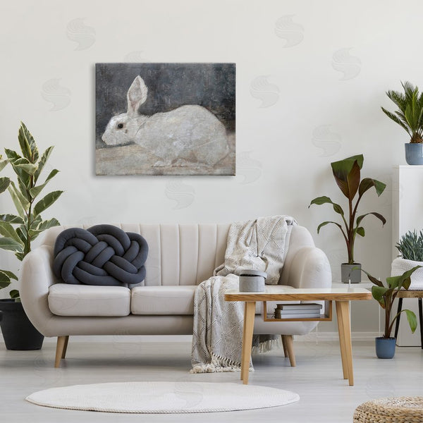 Stupell Industries Lettered And Lined | White Rabbit Bunny Classic Wall Art