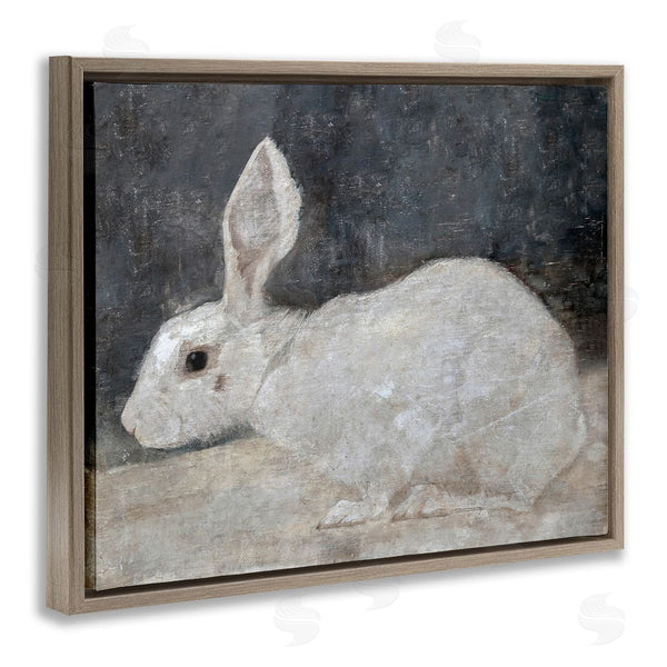 Stupell Industries Lettered And Lined | White Rabbit Bunny Classic Wall Art