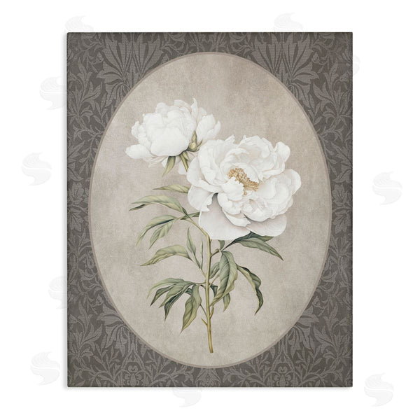stupell industries Lettered and Lined | White Rose Duo on Oval Pattern