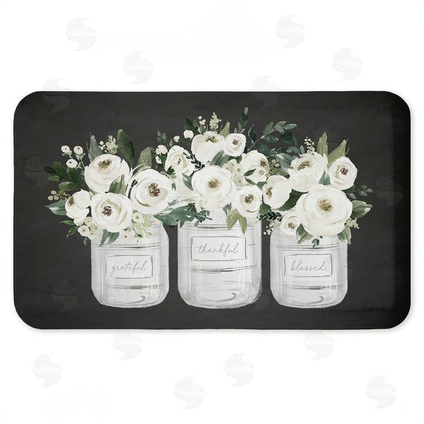 stupell industries Lettered and Lined | White Roses in Country Jars Anti-Fatigue Mat