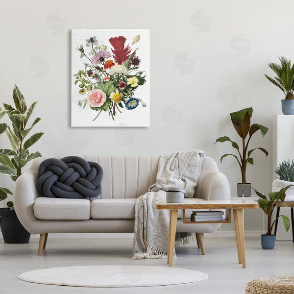 Stupell Industries Lettered And Lined | Wild Botanical Bouquet Vintage Illustration Over White Wall Art