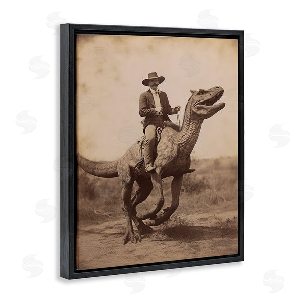 Stupell Industries Lettered And Lined | Wild West Man Riding Dinosaur
