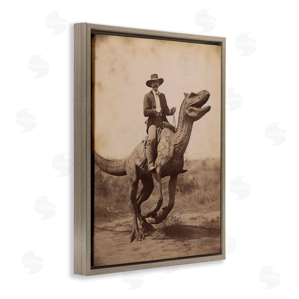 Stupell Industries Lettered And Lined | Wild West Man Riding Dinosaur