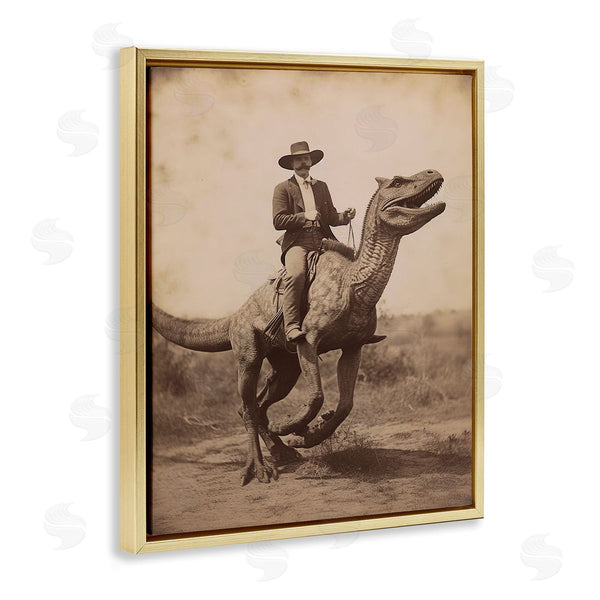 Stupell Industries Lettered And Lined | Wild West Man Riding Dinosaur