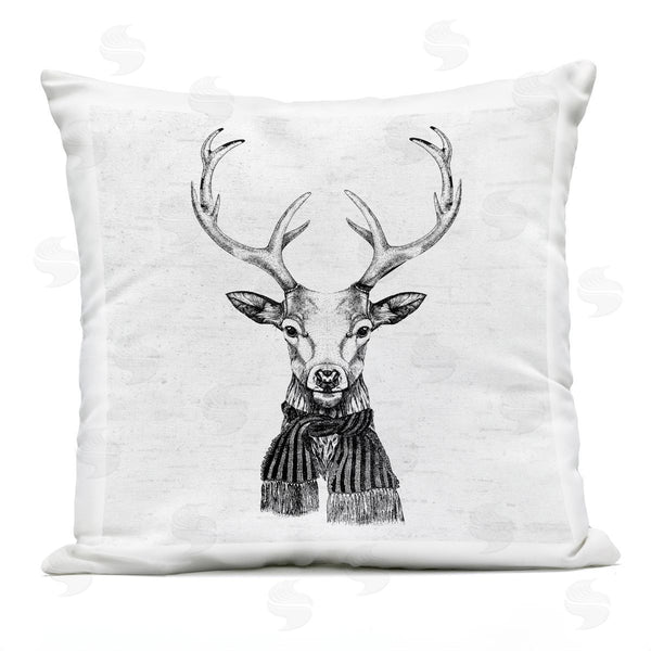 Stupell Industries Lettered And Lined | Winter Deer Wearing Scarf Printed Throw Pillow