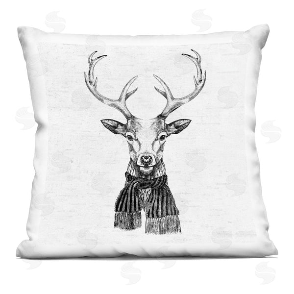 stupell industries Lettered and Lined | Winter Deer Wearing Scarf Printed Throw Pillow