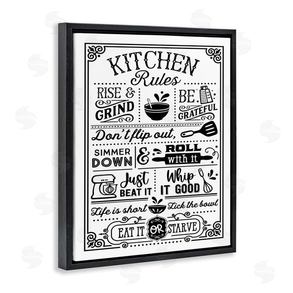 Stupell Industries Lettered And Lined | Witty Kitchen Rules Vintage Border Motif Typography Wall Art