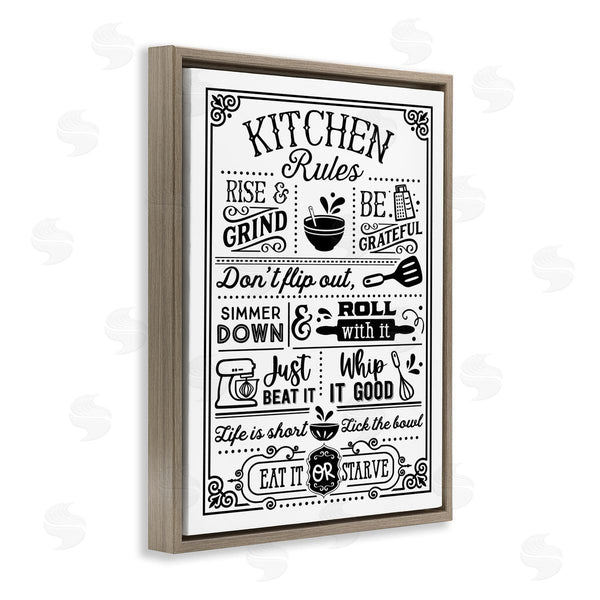 Stupell Industries Lettered And Lined | Witty Kitchen Rules Vintage Border Motif Typography Wall Art