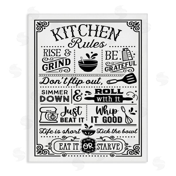 stupell industries Lettered and Lined | Witty Kitchen Rules Vintage Border Motif Typography Wall Art