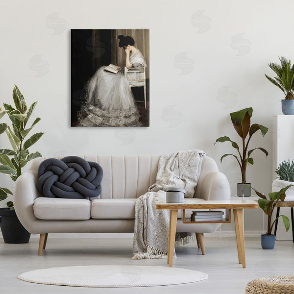 Stupell Industries Lettered And Lined | Woman In Gown Reading Portrait Wall Art