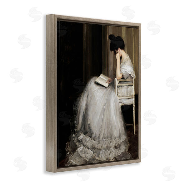 Stupell Industries Lettered And Lined | Woman In Gown Reading Portrait Wall Art