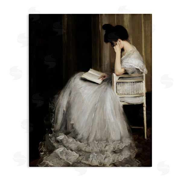 stupell industries Lettered and Lined | Woman in Gown Reading Portrait Wall Art