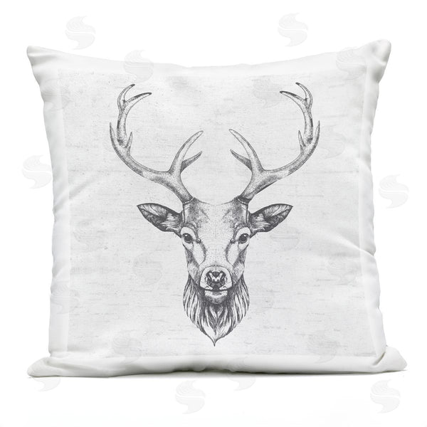Stupell Industries Lettered And Lined | Woodland Rustic Deer Antlers Printed Throw Pillow
