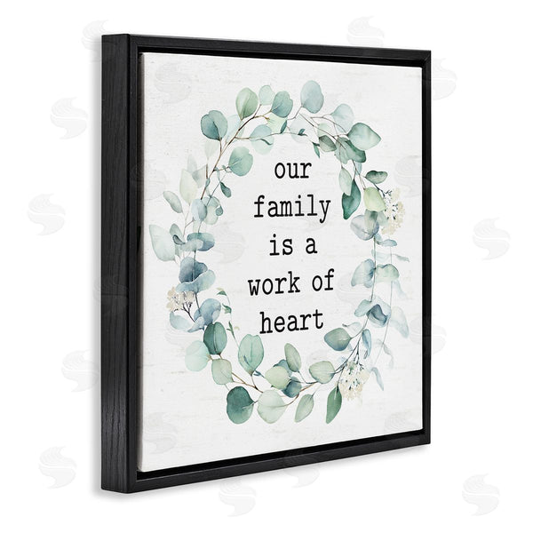 Stupell Industries Lettered And Lined | Work Of Heart Family Phrase Botanical Blooms Wreath Wall Art
