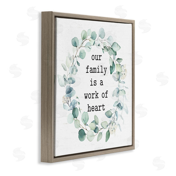 Stupell Industries Lettered And Lined | Work Of Heart Family Phrase Botanical Blooms Wreath Wall Art