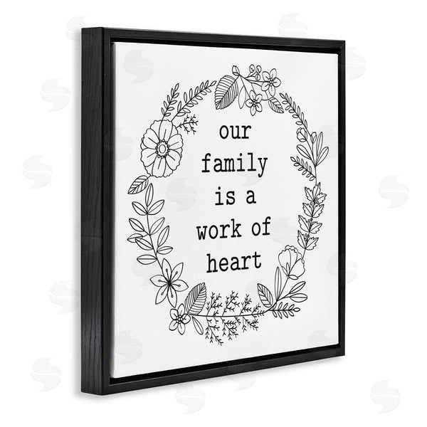 Stupell Industries Lettered And Lined | Work Of Heart Floral Outline Wreath Family Quote Wall Art