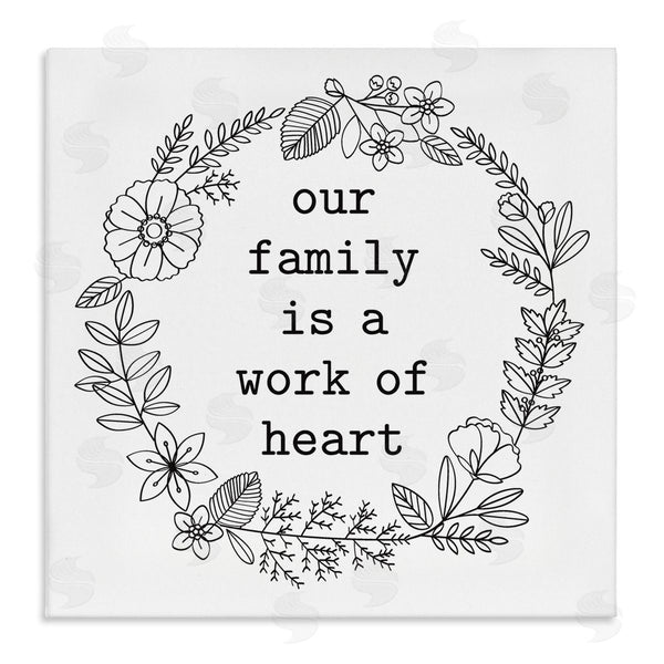 stupell industries Lettered and Lined | Work Of Heart Floral Outline Wreath Family Quote Wall Art