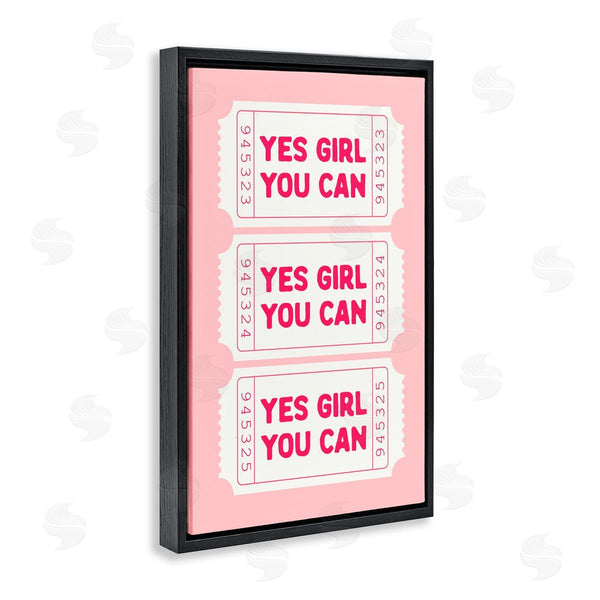 Stupell Industries Lettered And Lined | Yes Girl You Can On Pink