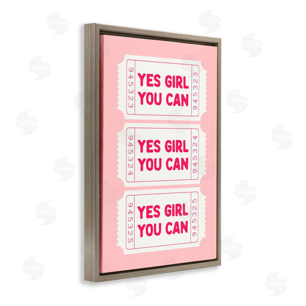 Stupell Industries Lettered And Lined | Yes Girl You Can On Pink
