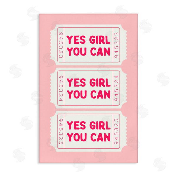 stupell industries Lettered and Lined | Yes Girl You Can on Pink