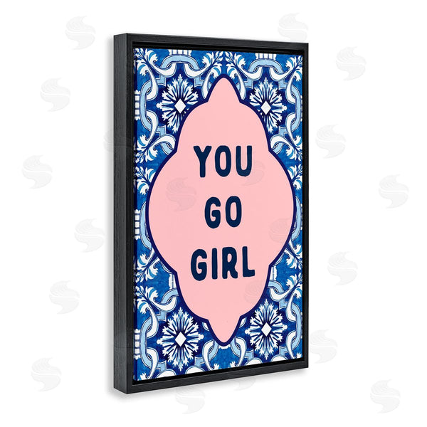 Stupell Industries Lettered And Lined | You Go Girl On Blue Pattern