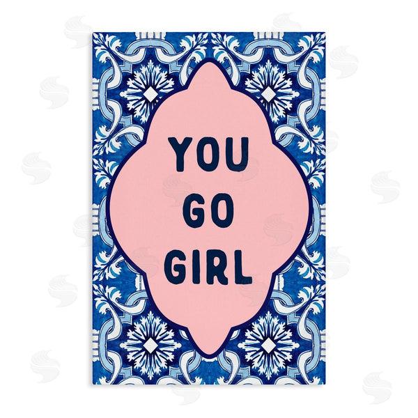 stupell industries Lettered and Lined | You Go Girl on Blue Pattern