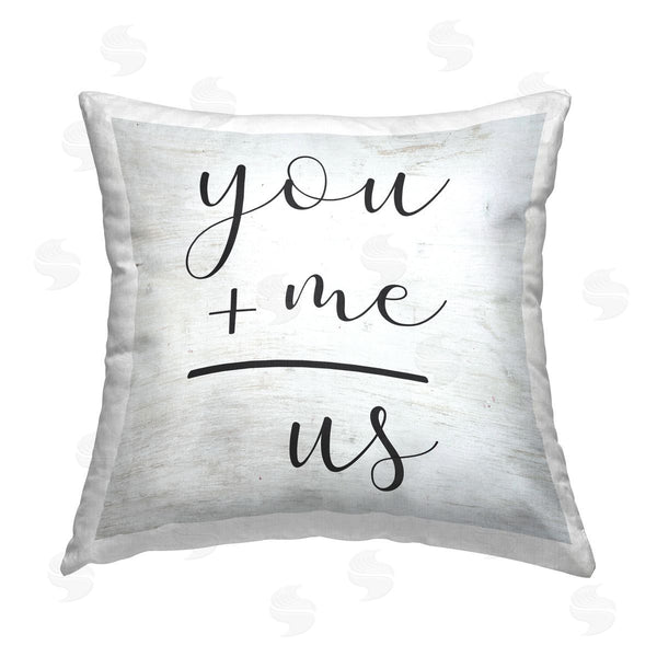 stupell industries Lettered and Lined | You + Me = Us Romantic Equation Printed Throw Pillow