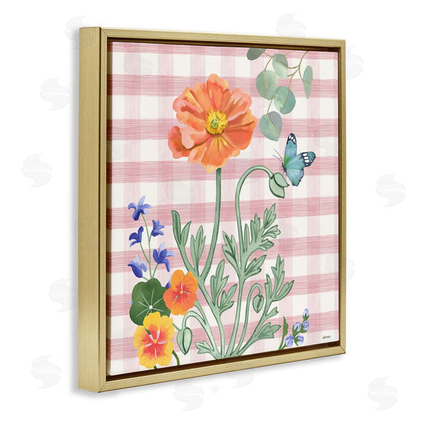 Stupell Industries Levison Design | Gingham Garden Poppy