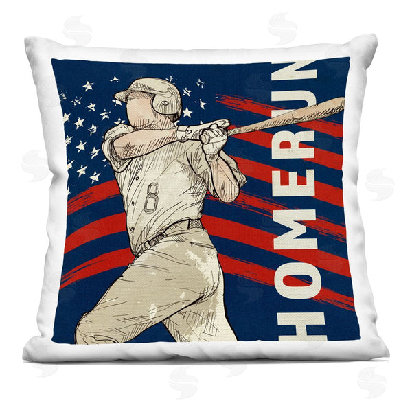 Stupell Industries LightBoxJournal | Patriotic Home Run Baseballer Printed Throw Pillow