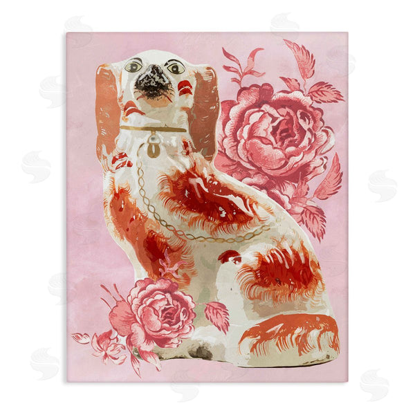 stupell industries Lil' Rue | Antique Spaniel Dog on Pink